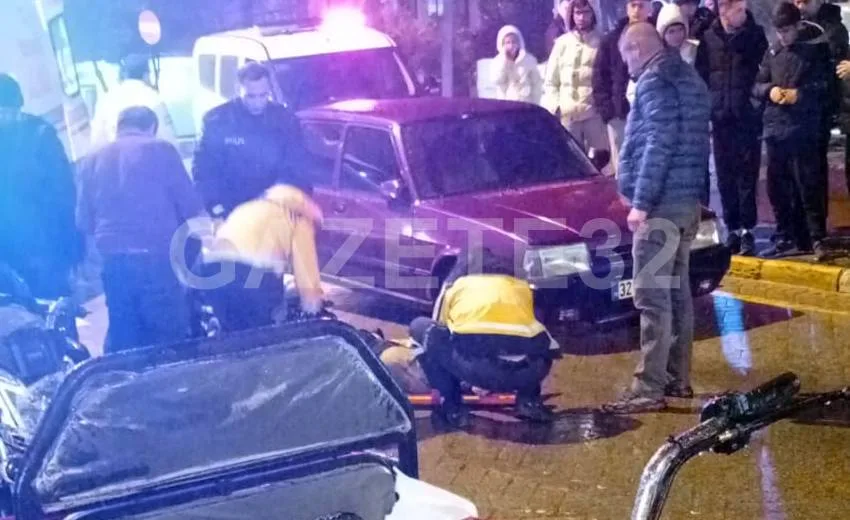 Isparta Çayboyu’nda, akşam saat 21.30 sıralarında otomobil ile motosikletin çarpışması